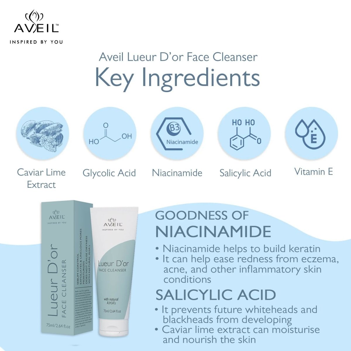 Aveil Lueur D'or Face Cleanser For Youthful & Smooth Skin | Grocsy