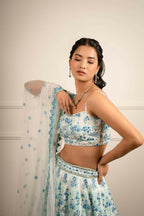 Jyoti Fashion Premium Sky Blue Faux Georgette 3MM Sequins with Thread & Jari Embroidery Lehenga Choli with Dupatta | Grocsy