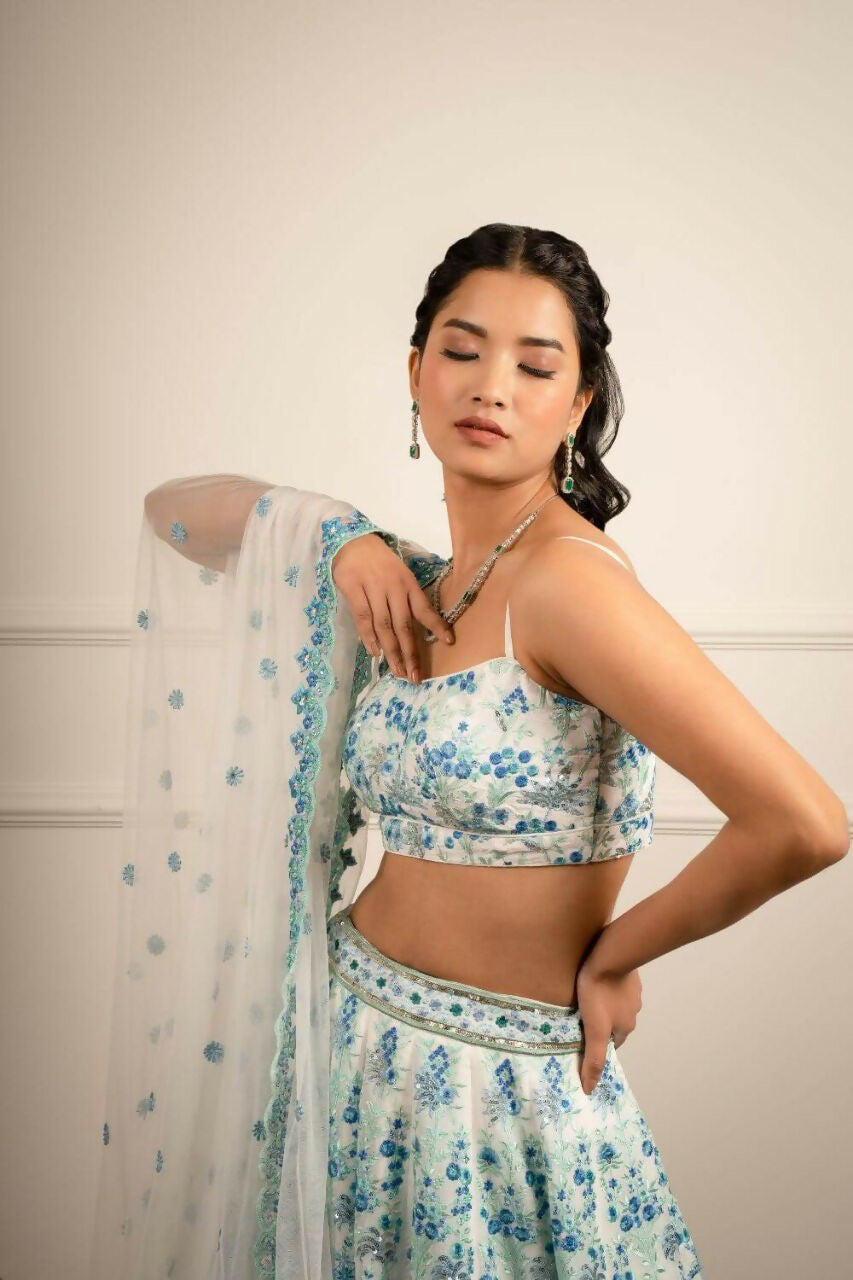 Jyoti Fashion Premium Sky Blue Faux Georgette 3MM Sequins with Thread & Jari Embroidery Lehenga Choli with Dupatta | Grocsy