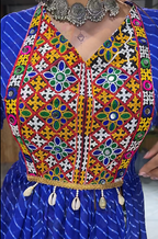 Vastranavya Blue Navratri Special Kutchi Work with Gota Patti & Mirror Work Kurti | Grocsy