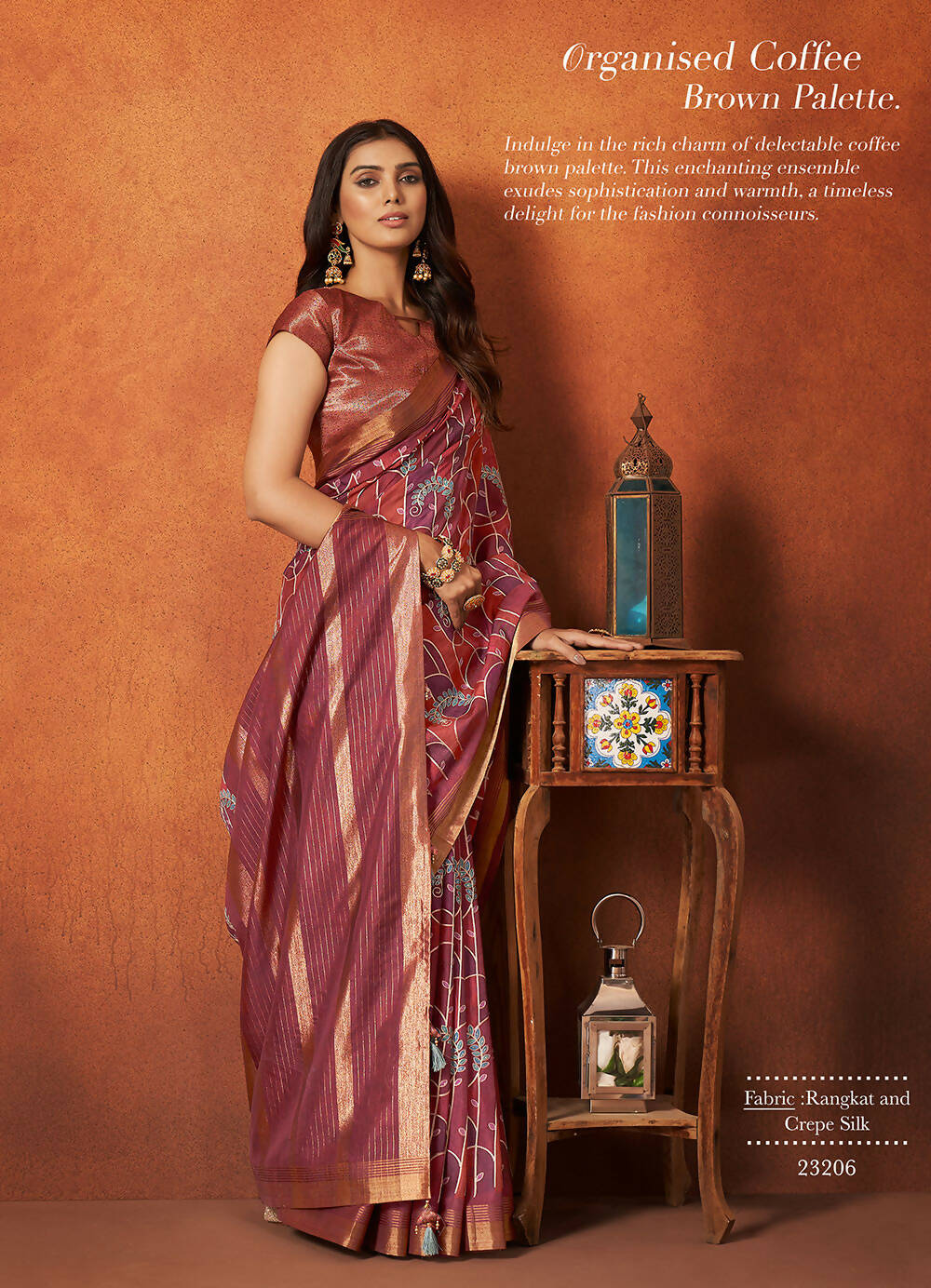 Maroon Rangkat and Crepe Silk Floral Saree With Unstitched Blouse Piece - Mohmanthan Royal Saachi | Grocsy