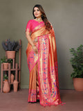 Aastha Fashion Orange Tissue Silk Paithani Woven Saree | Grocsy