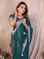 Anaita Green Weaving Linen Cotton Saree With Blouse | Grocsy