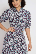 Purple Crepe Floral Printed Top with Matching Skirt - Shivani | Grocsy