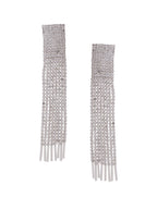 NVR Women Silver Toned Contemporary Ad Studded Drop Earrings | Grocsy