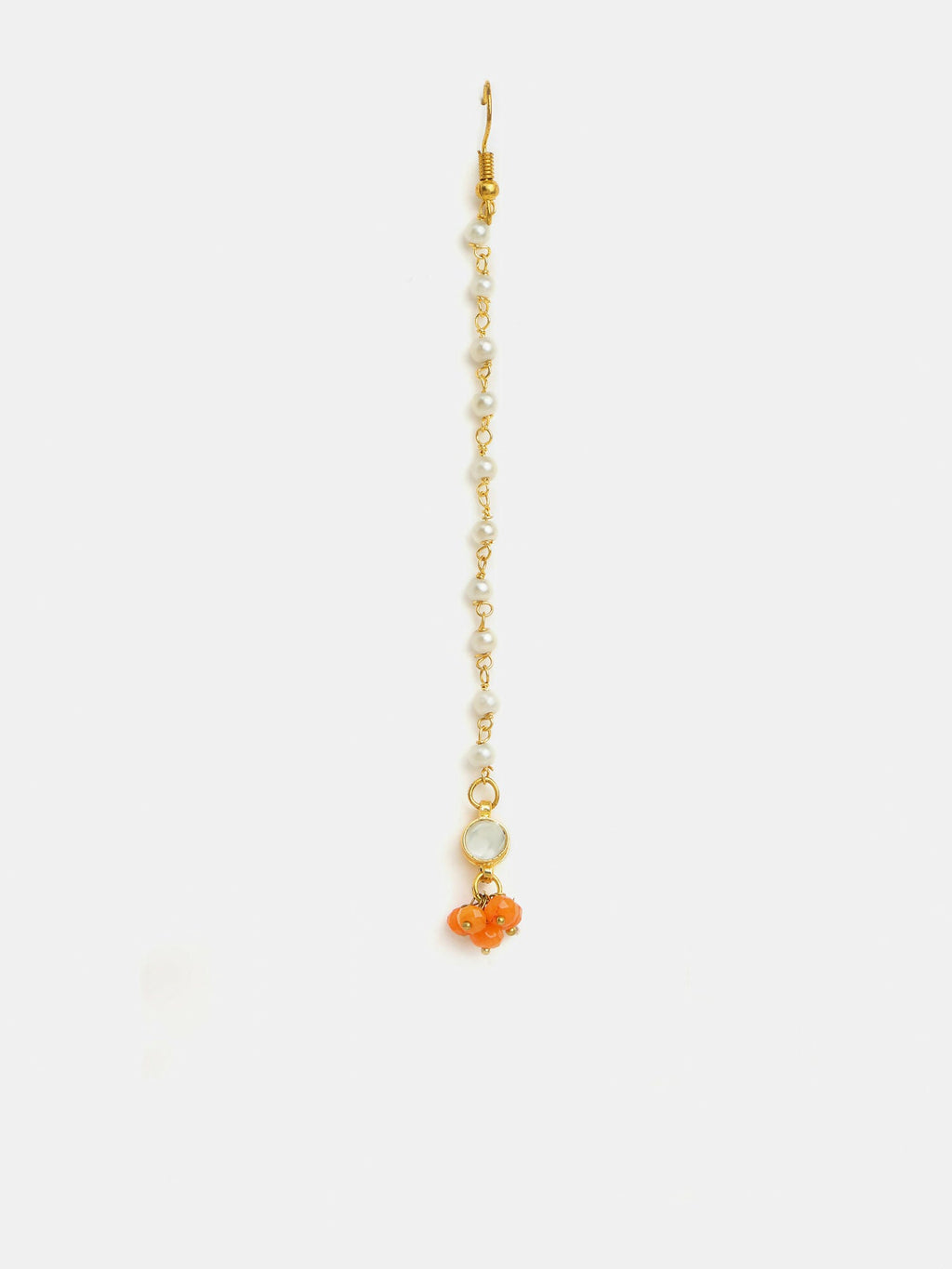 Ruby Raang Mannat Set Of 2 - Orange Embedded Maang Tikka And Earrings | Grocsy