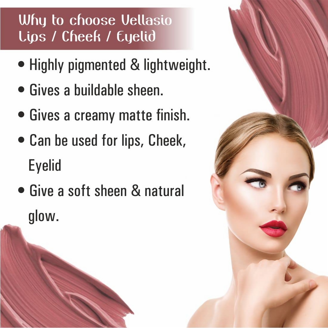 Vellasio Vegan Lip and cheek tint - Total brown | Grocsy