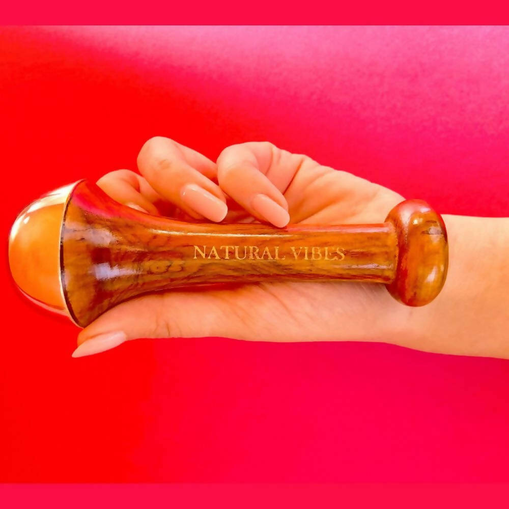 Natural Vibes Kansa Face Massage Wand with Free Gold Beauty Elixir Oil | Grocsy
