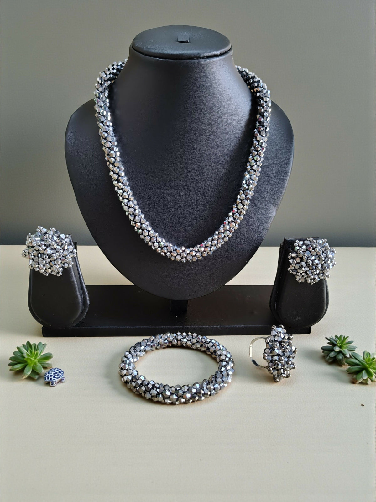 Inhanns Rangshine 4-In-1 Crystal Glam Set - Handmade - Silver | Grocsy