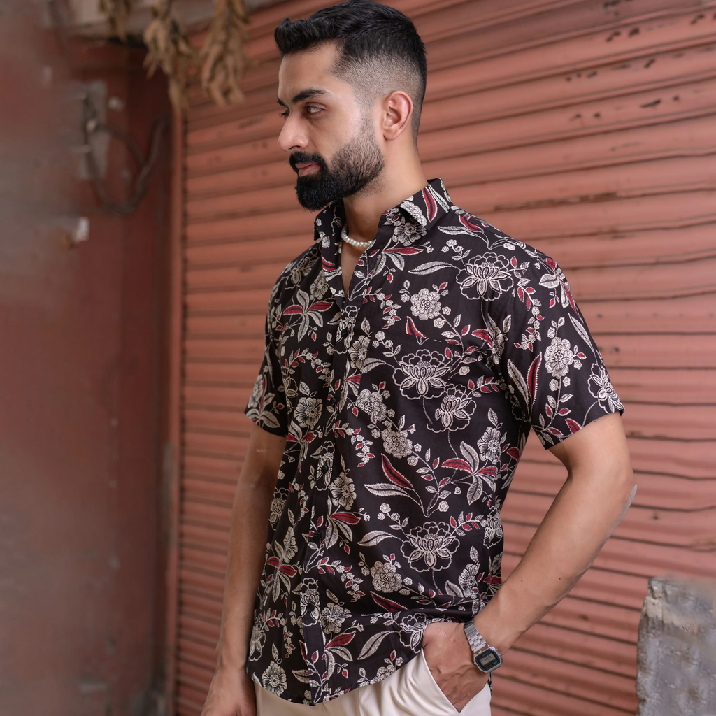 Miravan Men's Multi Colour Floral Printed Half Sleeve Slim Fit shirt | Grocsy