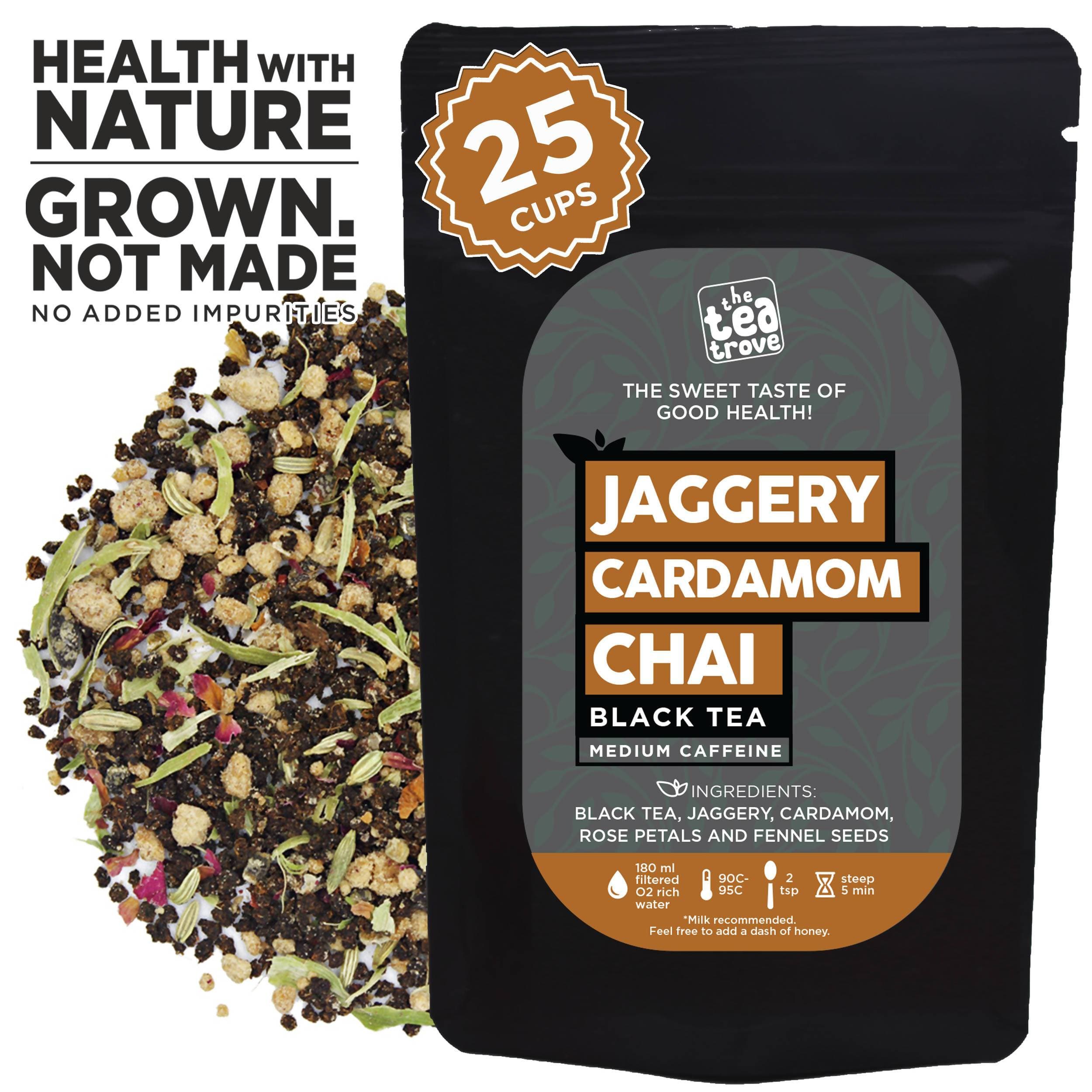 The Tea Trove - Jaggery Cardamom Chai Black Tea | Grocsy