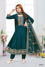 Joban Fashion Chinon Silk Airforce Blue Color Kurta Set | Grocsy
