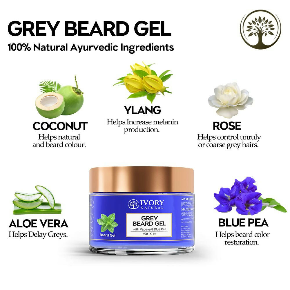 Ivory Natural Grey Beard Gel Restores Dark Shine & Vibrant Of Beard | Grocsy