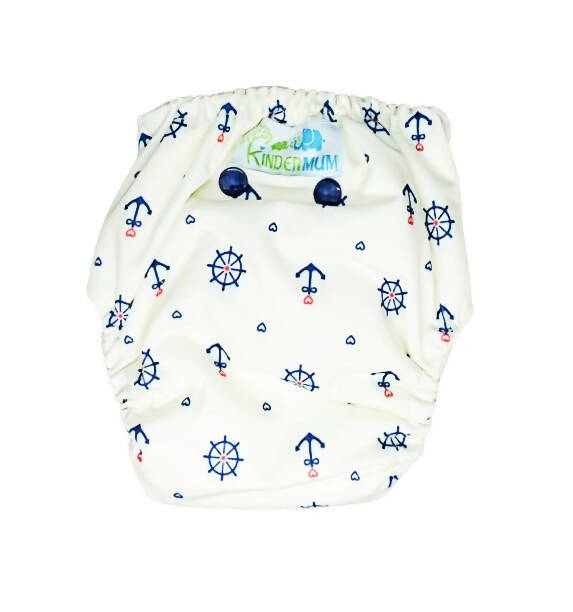 Kindermum Nano Pro Aio Cloth Diaper (With 2 Organic Inserts And Power Booster)-Anchor For Kids | Grocsy