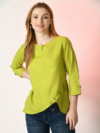 Myshka Women's Green Solid Top | Grocsy