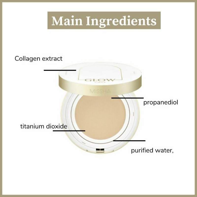 Missha Glow Cushion Light No.21N Vanilla SPF 37 PA+++ | Grocsy