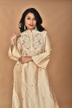 Morchari Women And Hand Embroidery Co-Ord Set-Beige | Grocsy