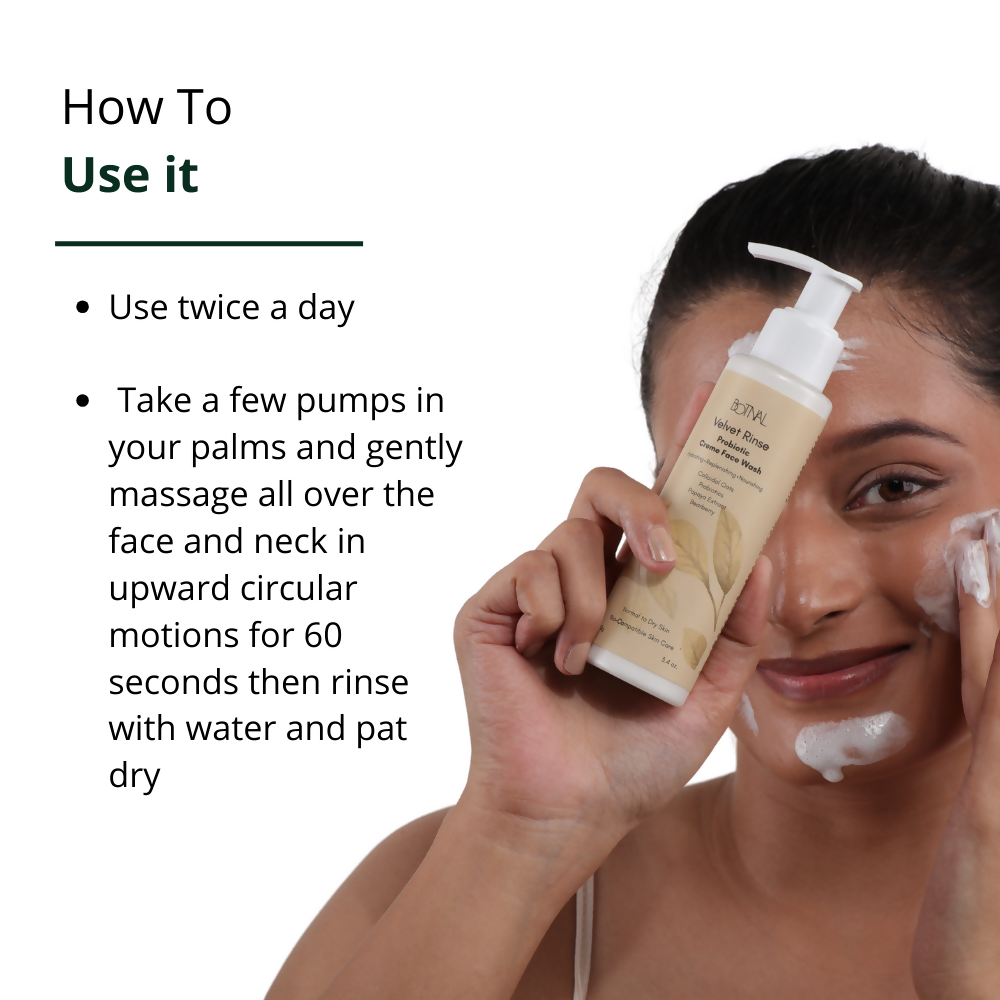 Botnal Velvet Rinse Probiotic Creme Face Wash with Colloidal Oats for Hydration | Grocsy