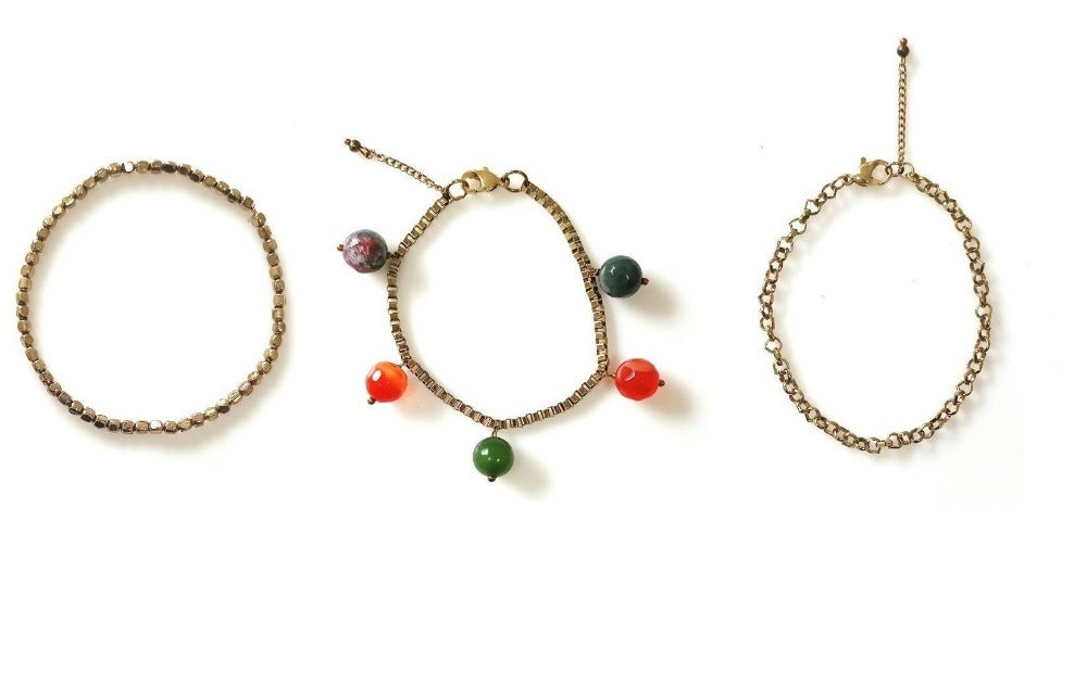 Bling Accessories Antique Brass Bracelet Pack Set of 3 Pcs | Grocsy