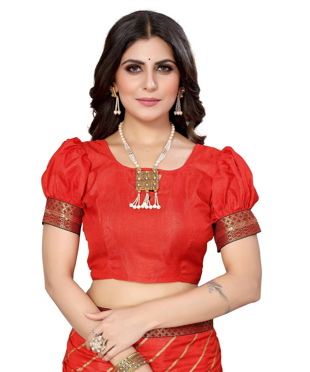 Vamika Dola Silk Red Lace Border Bollywood Style Saree (SUCHI RED) | Grocsy