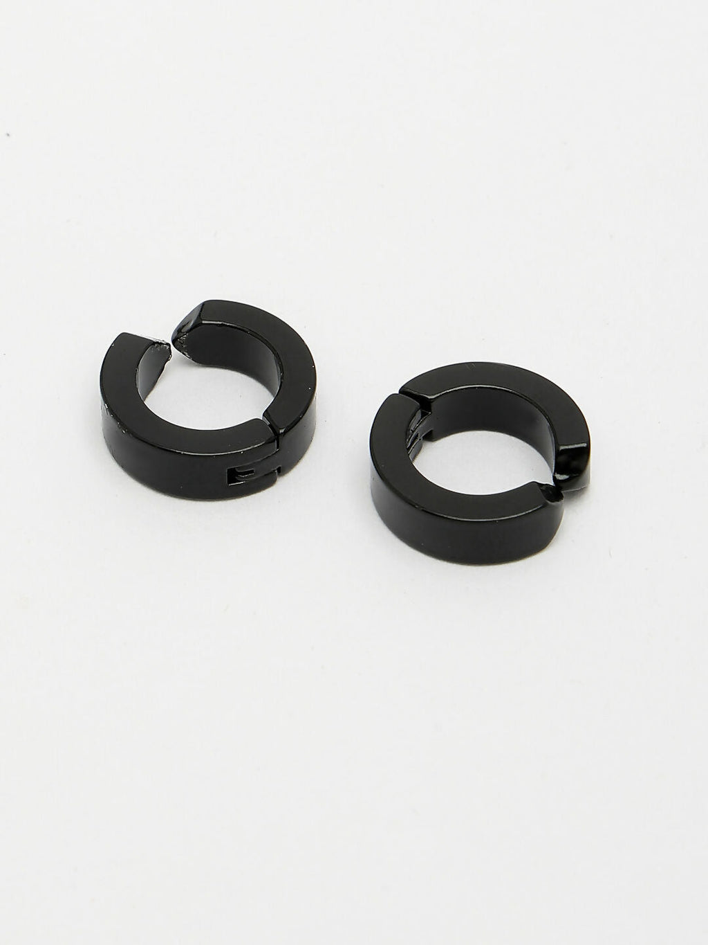 NVR Men's Set of 2 Multicolor Rhodium-Plated Stainless Steel Hoop Earrings
