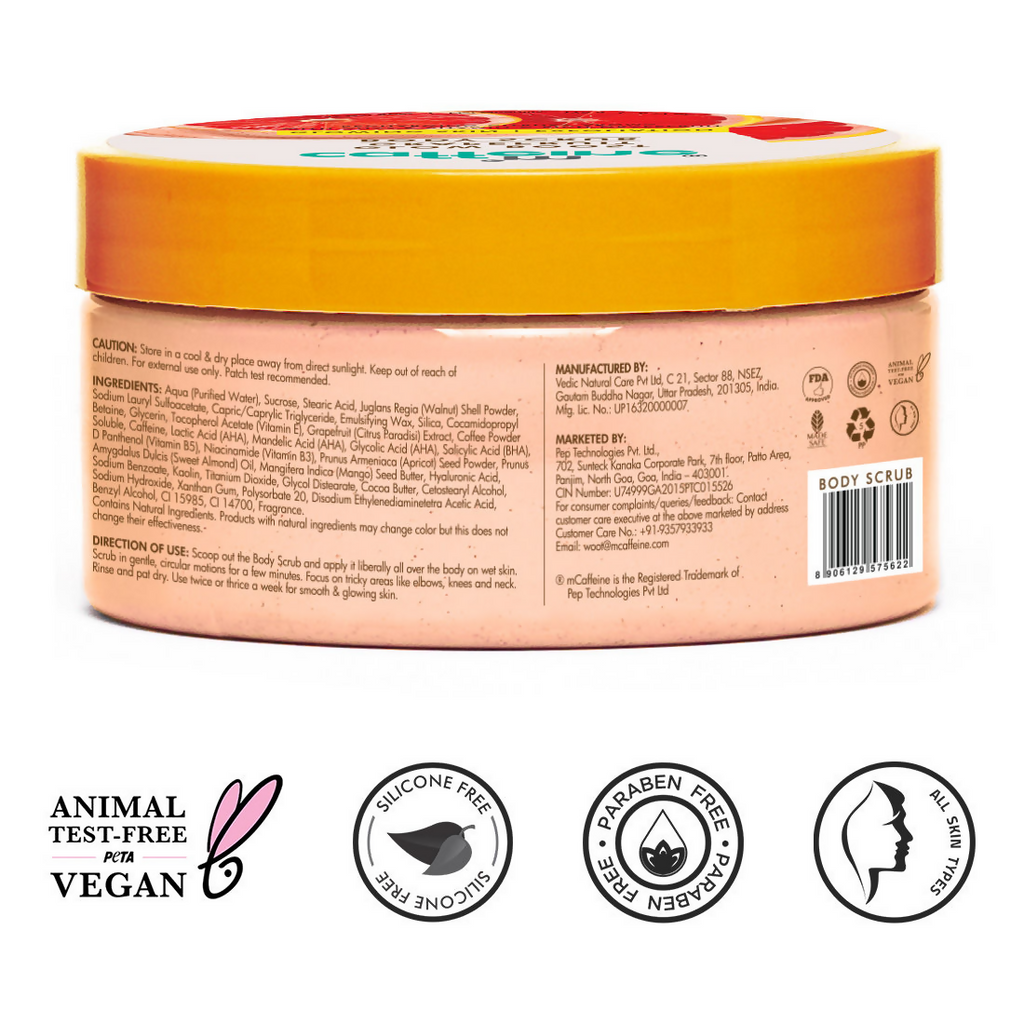 mCaffeine Glow Boost Grapefruit Body Scrub | Grocsy