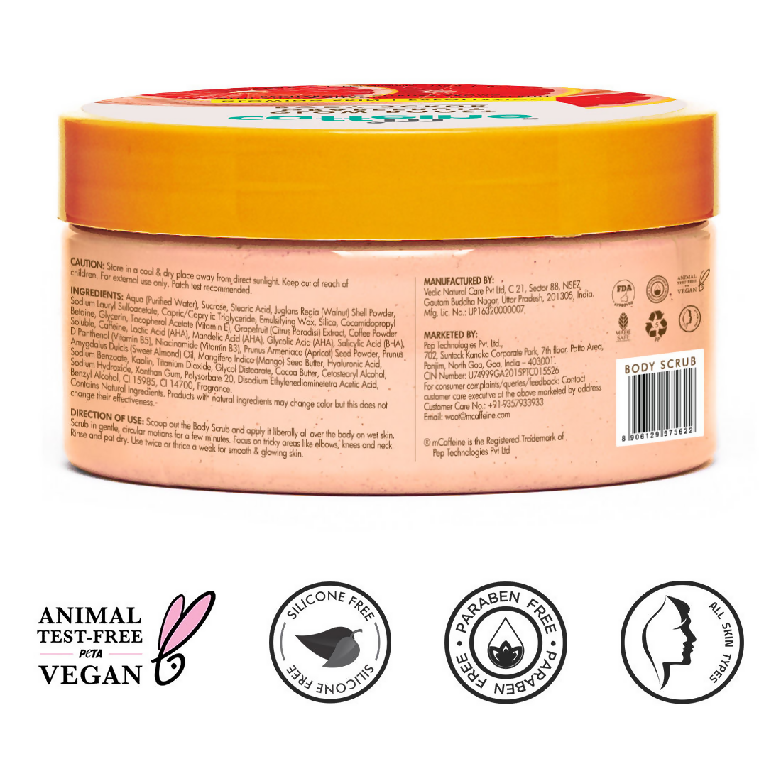 mCaffeine Glow Boost Grapefruit Body Scrub | Grocsy