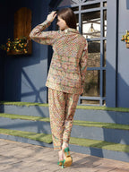 Orange & Green Rayon Paisley & Floral Printed Top with Matching Bottom - Eesha | Grocsy