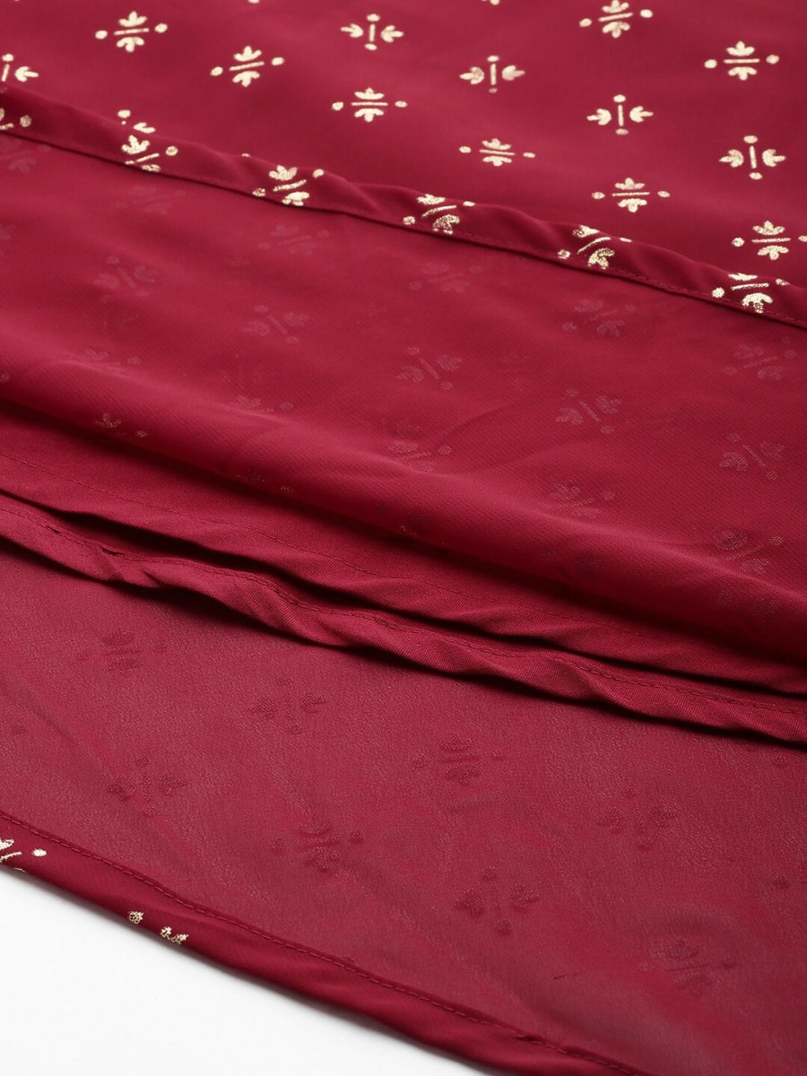 Ahalyaa Women's Traditional wear Ethnic Dress - Maroon | Grocsy