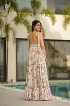 Aayaa Designer Cambric Cotton Printed Full Flaired Gown - Multi Color | Grocsy