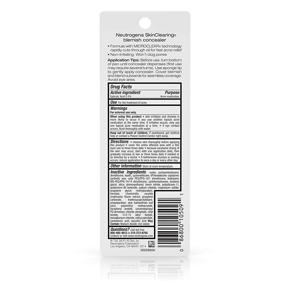 Neutrogena Skin Clearing Blemish Concealer, Medium 15 | Grocsy