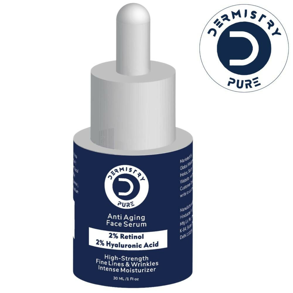 Dermistry Pure 2% Retinol 2% Hyaluronic Acid Anti Aging Moisturizer Fine Lines Wrinkles Face Serum | Grocsy