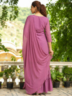 Janasya Lavender Georgette Embroidered Kurta,Bottom & Dupatta | Grocsy