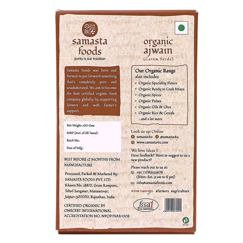 Samasta Foods Organic Ajwain (Carom Seeds) | Grocsy