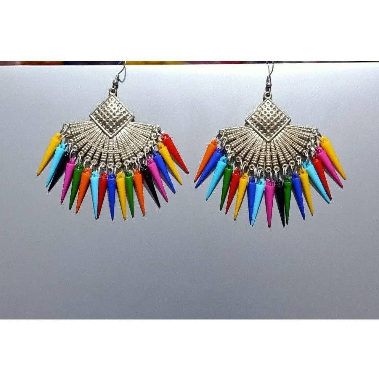 MS Fashion India Women's Girl's Chandbali Stylish Cone shape Pearls Silver Oxidized Earrings | Grocsy