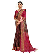Mimosa Women's Kanjivaram Art Silk Burgundy Saree | Grocsy