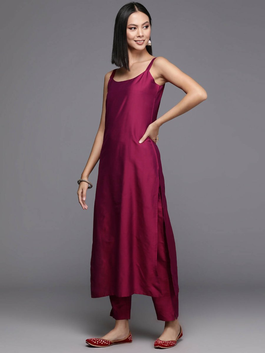 Ahalyaa Women's Traditional wear Kurta Set - Burgundy | Grocsy