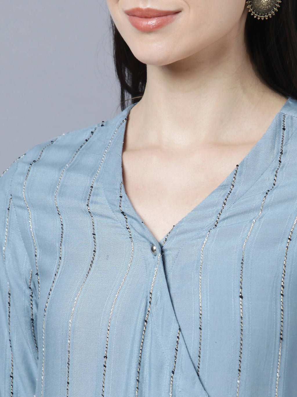 Myshka Stylish Grey Viscose 3/4 Sleeve Women's Kurta Palazzo Set | Grocsy