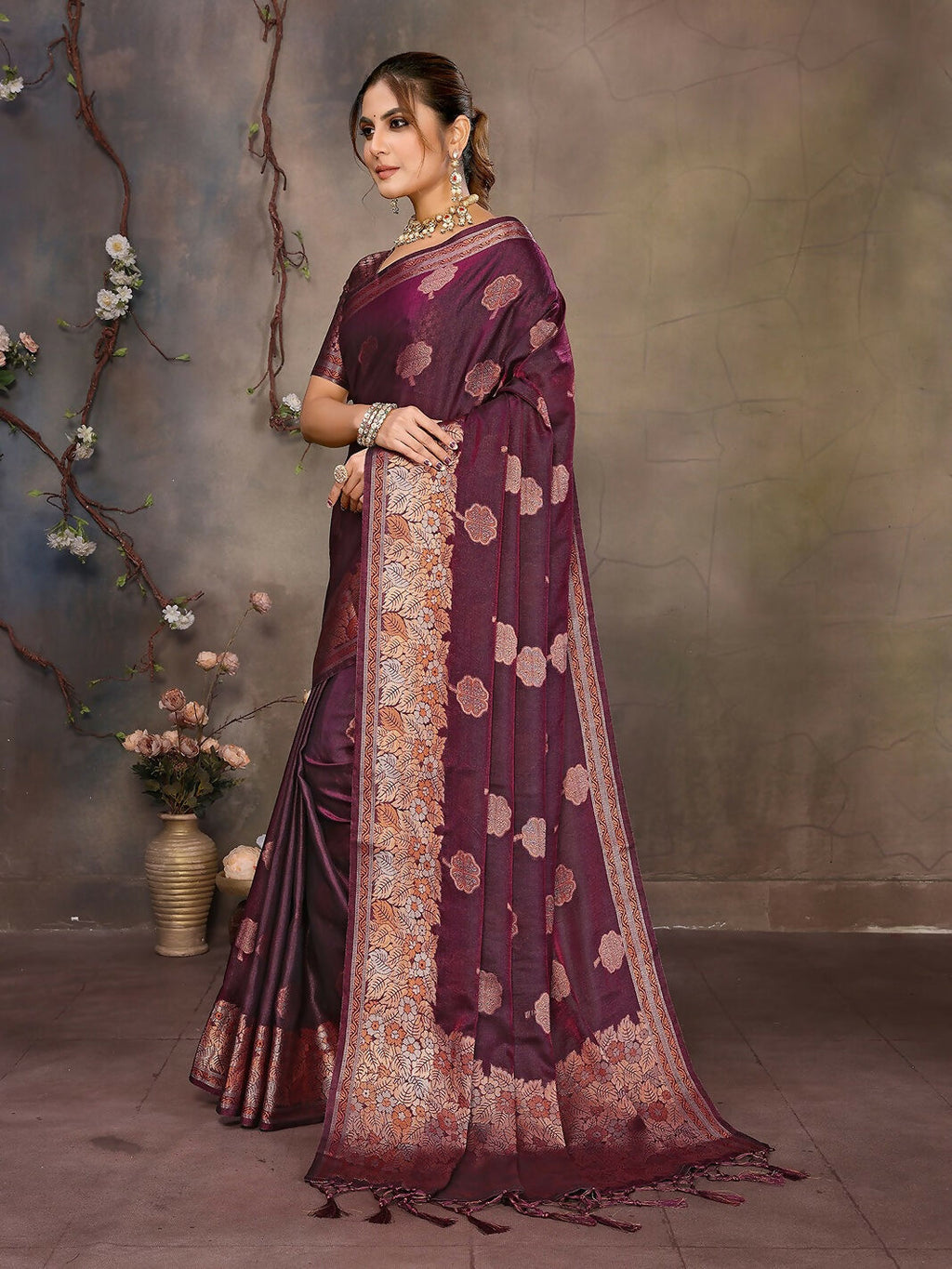 Joban Fashion Magenta Pink Woven Jacquard Banarasi Silk Sarees | Grocsy