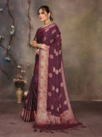 Joban Fashion Magenta Pink Woven Jacquard Banarasi Silk Sarees | Grocsy