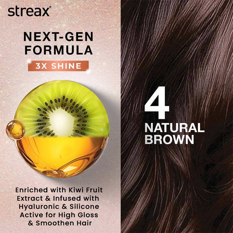 Streax Gel No Ammonia 100% Grey Coverage Hair Color - Natural Brown 4 | Grocsy