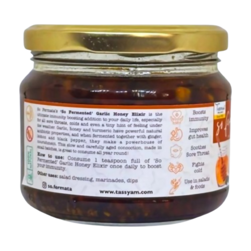 Tassyam Organics Fermented Garlic Honey Elixir with Ginger & Turmeric | Grocsy