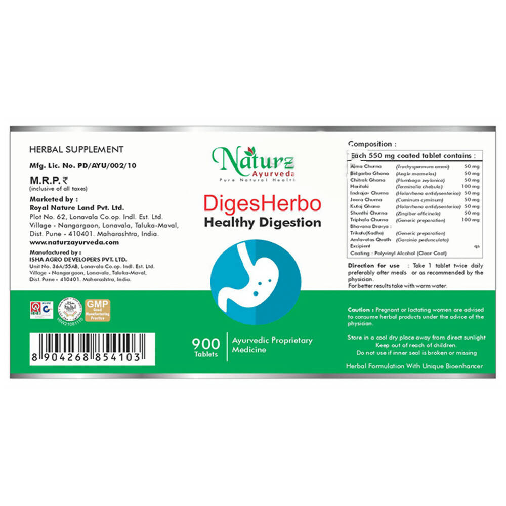 Naturz Ayurveda Diges Herbo Tablets | Grocsy