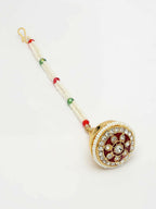 NVR Women's Gold-Polished CZ Stone-Studded Borla Maang Tikka | Grocsy