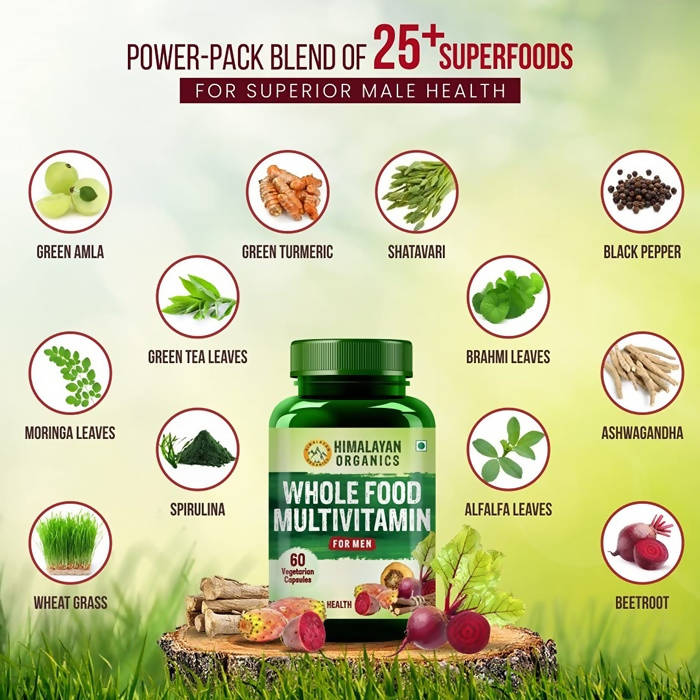 Himalayan Organics Whole Food Multivitamin For Men Vegetarian Capsules | Grocsy