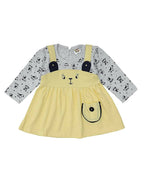 NammaBaby Baby Girl's A-Line Mini Frock Dress - Yellow Grey | Grocsy