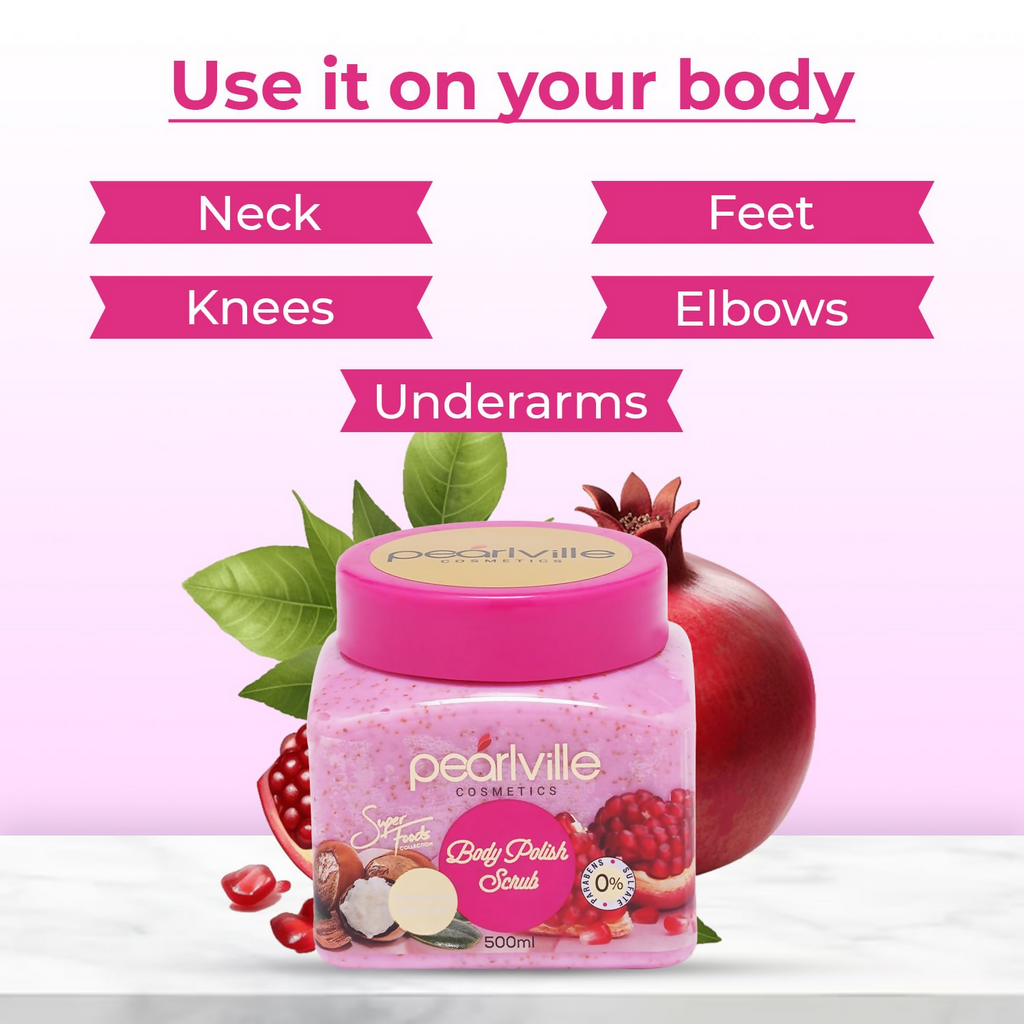 Pearlville Super Foods Collection Pomegranate Shea Butter Body Polish Scrub | Grocsy