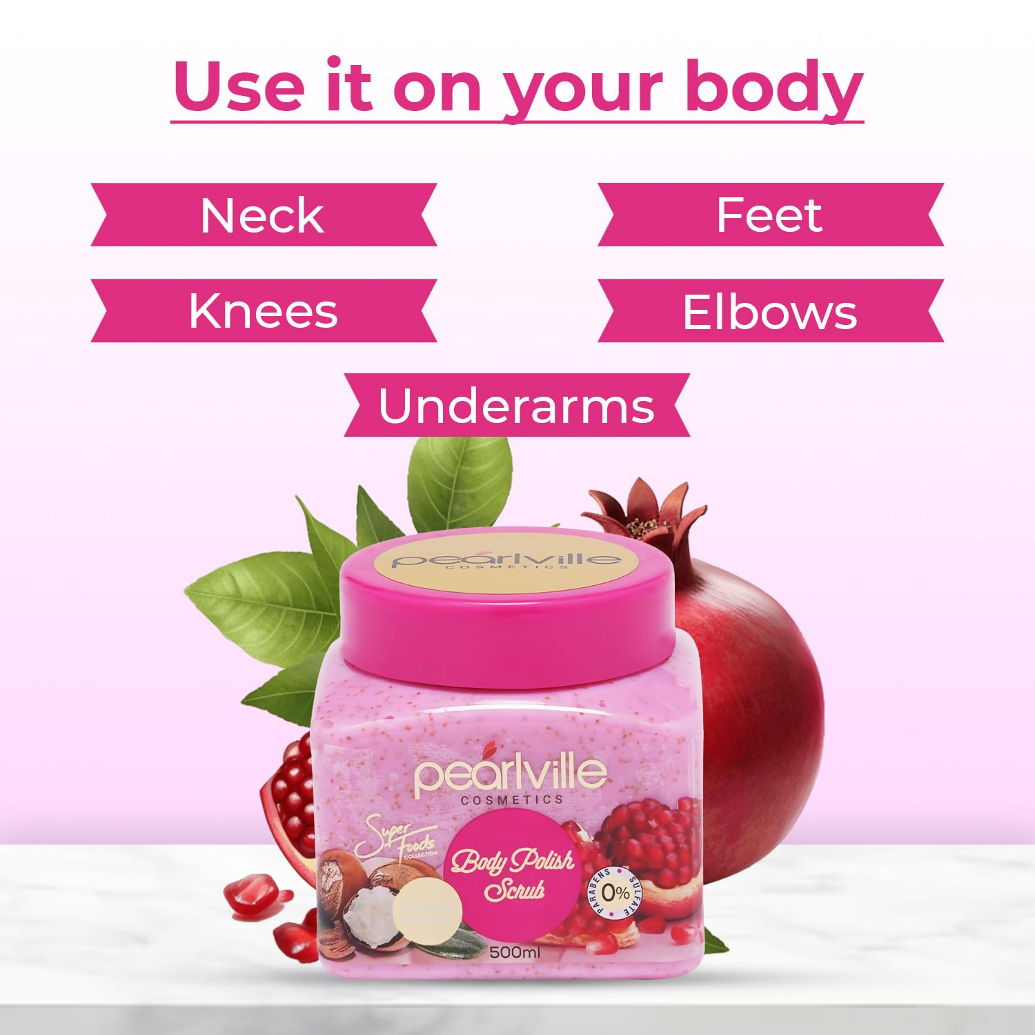 Pearlville Super Foods Collection Pomegranate Shea Butter Body Polish Scrub | Grocsy