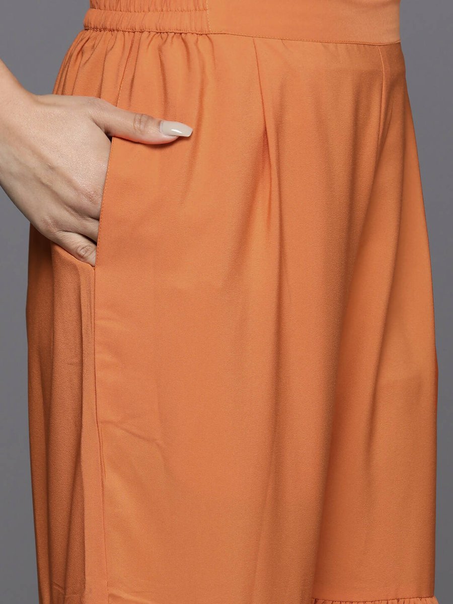 Ahalyaa Women's Traditional wear Kurta Set - Orange | Grocsy