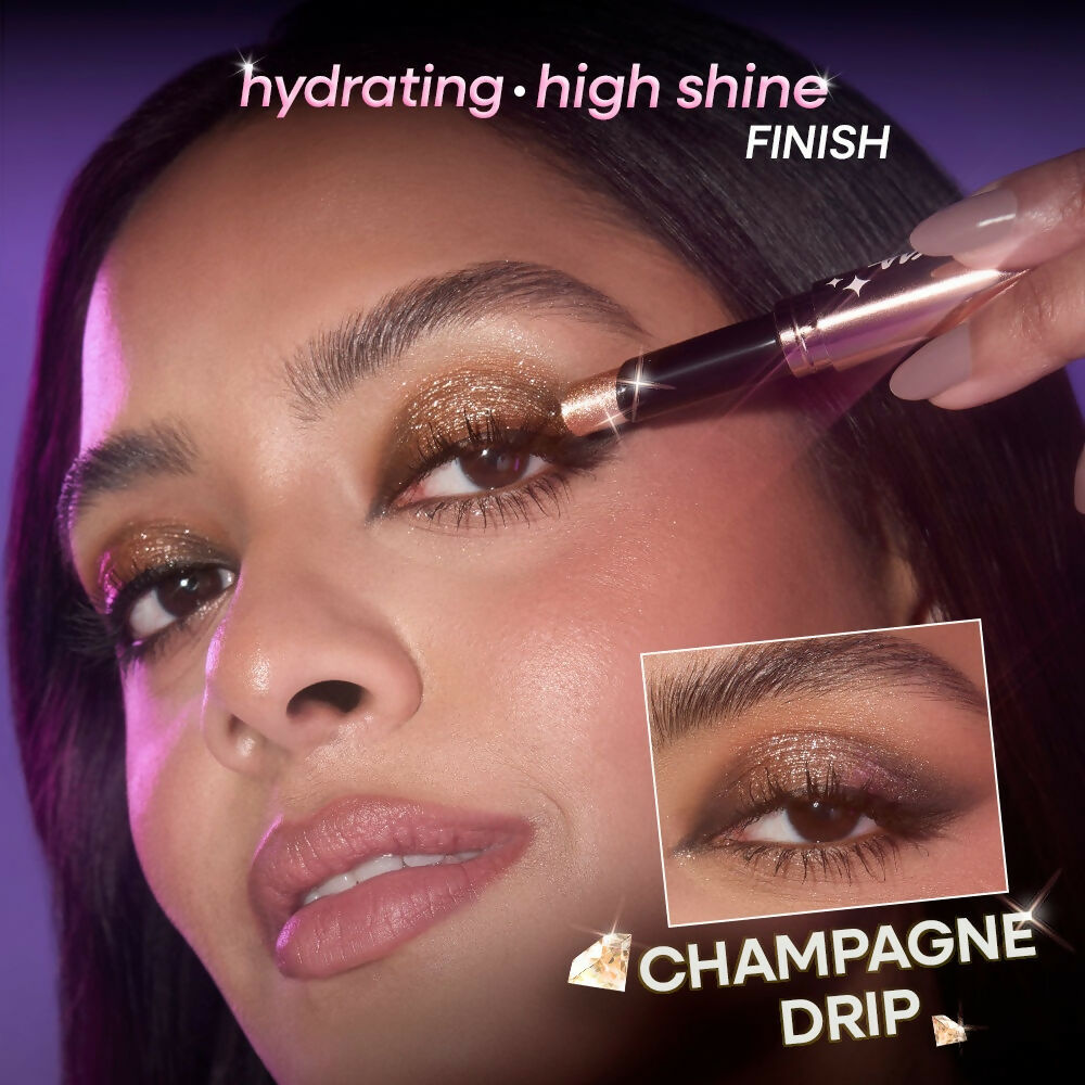 Nykaa Diamond Jelly Cooling Shimmer Eyeshadow Stick - Multi-Use, High Shine Glitter - Champagne Drip | Grocsy